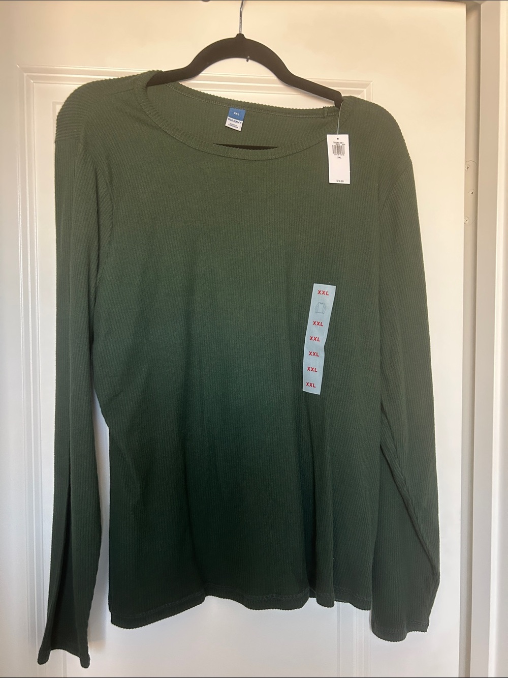 Old Navy Olive Green Ribbed Long-Sleeve Crewneck Top